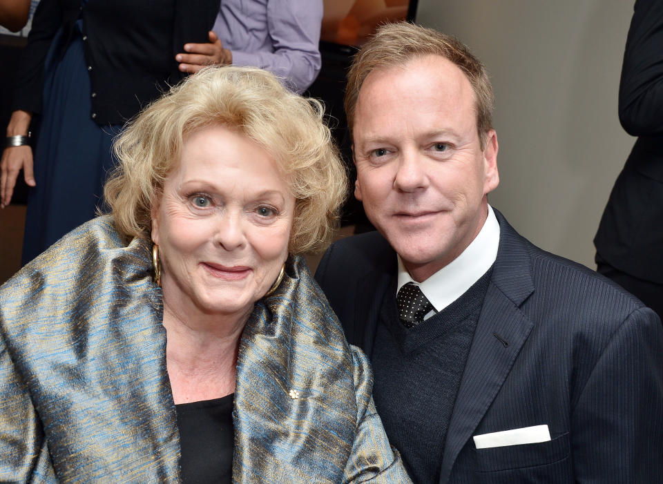 Kiefer Sutherland and his mother, actress Shirley Douglas, at an event in Toronto in 2012. Her father was well-respected Canadian politician Tommy Douglas. (Photo: George Pimentel/Getty Images) 