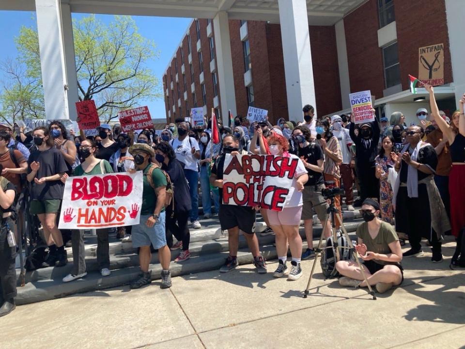 Rutgers students set up tents on Voorhees Mall in New Brunswick, calling for a ceasefire between Israel and Hamas