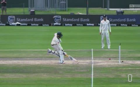 Maharaj run out - and he was dwadling!  - Credit: Sky Sports