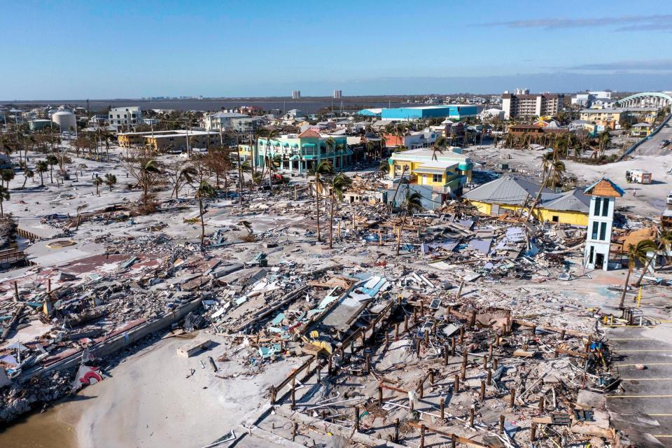 Damage to Fort Myers Beach after Hurricane Ian on September 29, 2022.