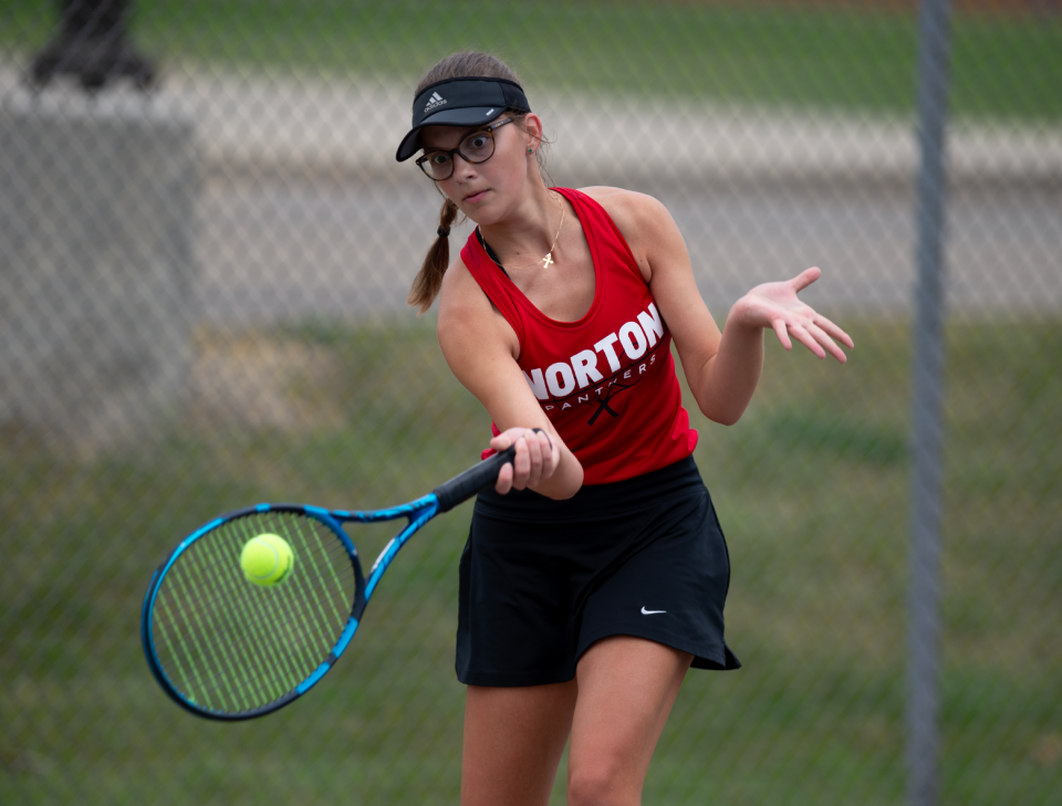 Norton's Katarina Jovanovic is one of the top girls tennis players in the Akron area this season.