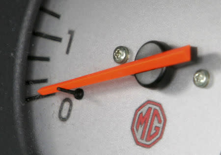 Instrument detail is seen in a protester's car as MG Rover workers demonstrate against redundancies in Birmingham in this April 17, 2005 file photo. REUTERS/Toby Melville/Files