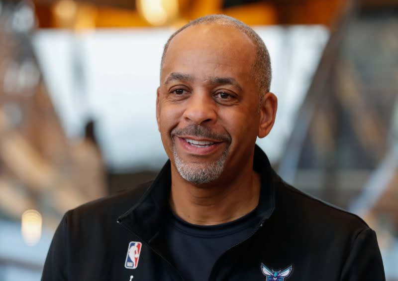 NBA former player Dell Curry reacts during an interview with Reuters ahead of the NBA Paris Game 2020 in Paris