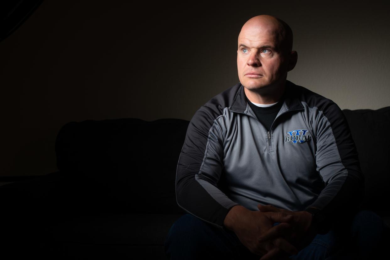 Damon Parker, longtime boys wrestling coach for Washburn Rural, has long fought his own self with thoughts of depression and mental illness. In March, he resigned as Rural's boys coach to fight that battle and share it with others who may be doing the same.