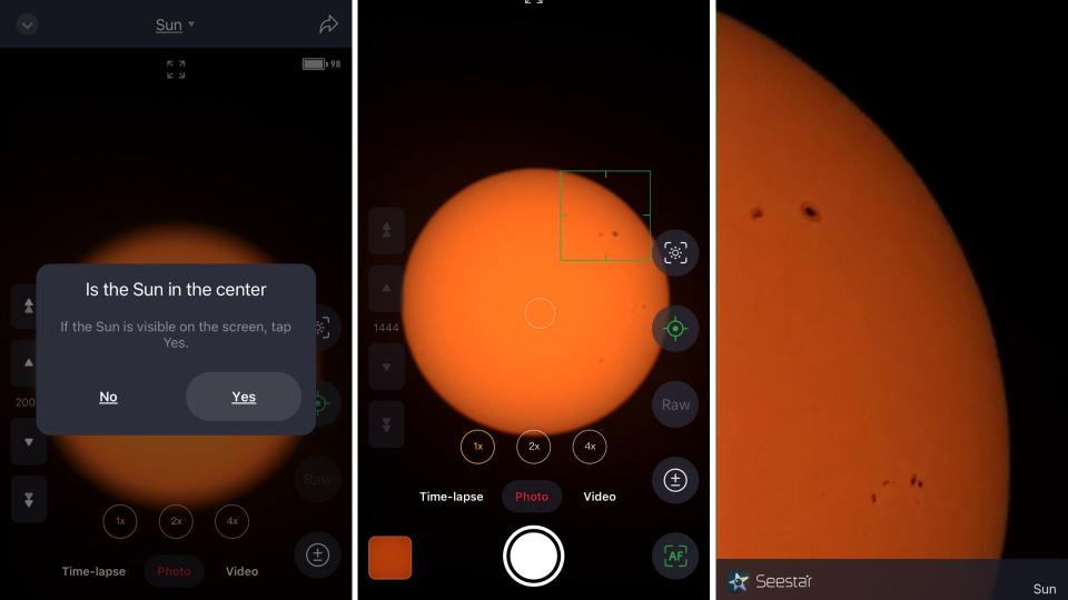 Screenshot of an app showing pictures of planets