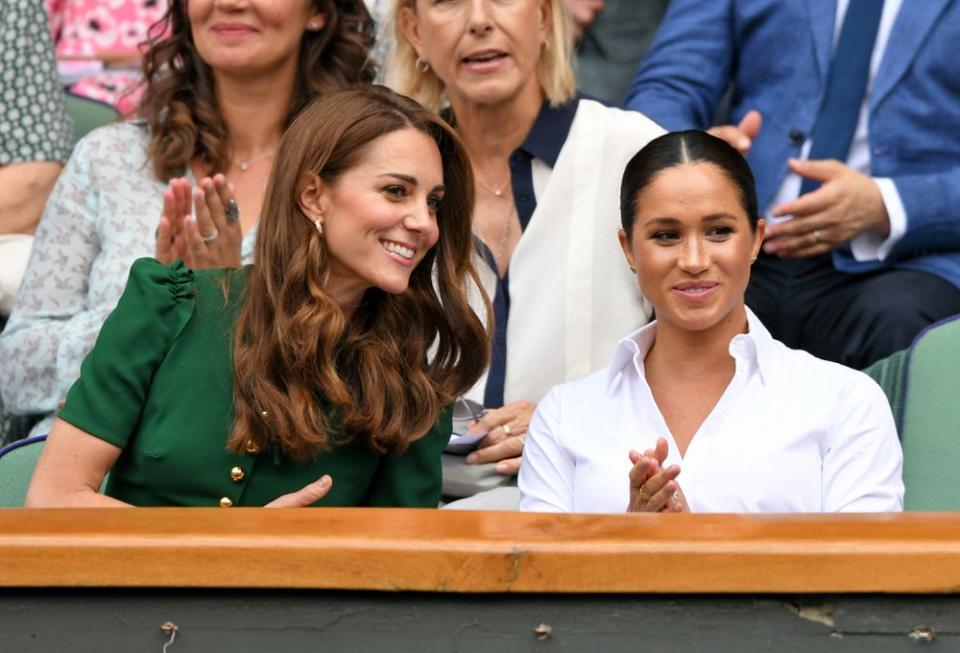 Kate Middleton and Meghan Markle at WImbledon 2019 | Karwai Tang/Getty Images