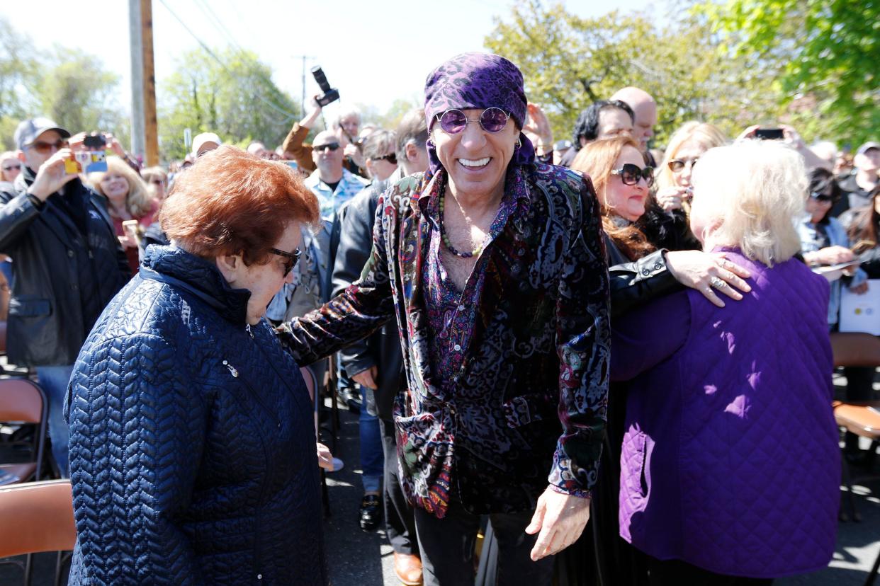 Steven Van Zandt is shown with his first manager, Kay McEvilly of Tinton Falls, during the street renaming ceremony in Middletown on Friday, April 26..