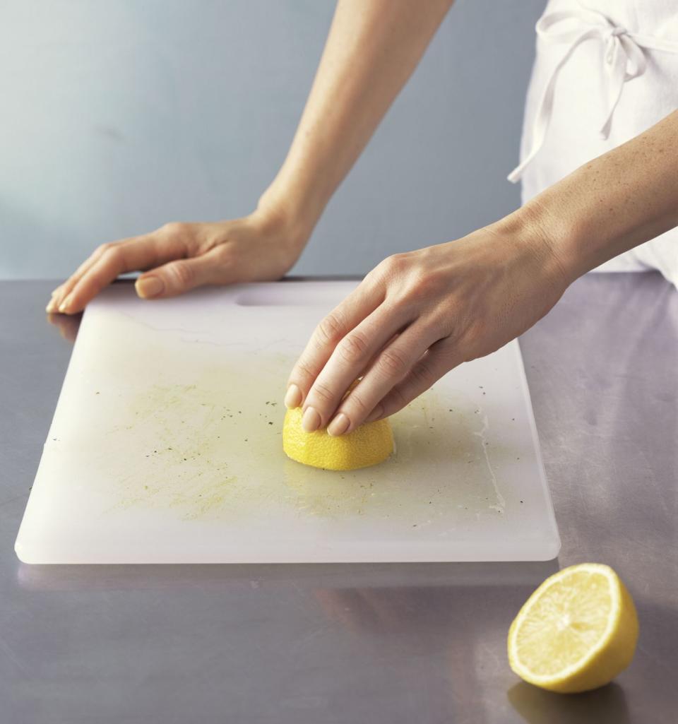 Get stains out of a cutting board.