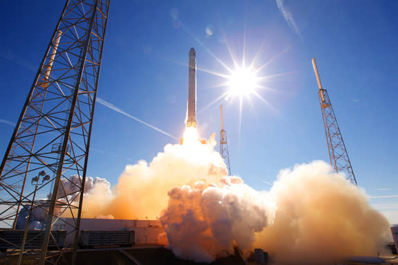 SpaceX's Dragon will lift off from the Cape Canaveral Air Force Station in Florida. Here, the capsule launches atop a Falcon 9 rocket on its first ever flight test in December 2010.