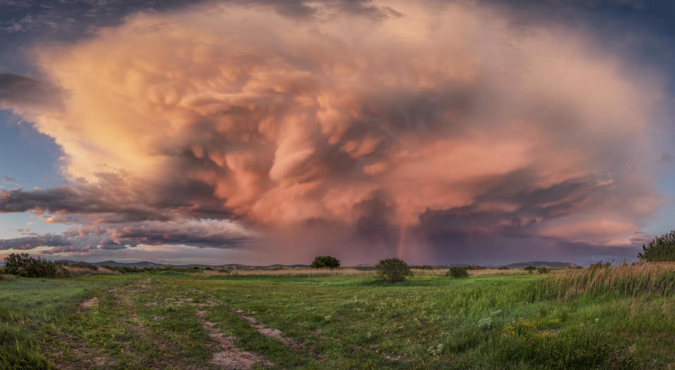 A supercell like this one caught near Frankfurt, Germany, is a powerful storm with a thick rotating updraft