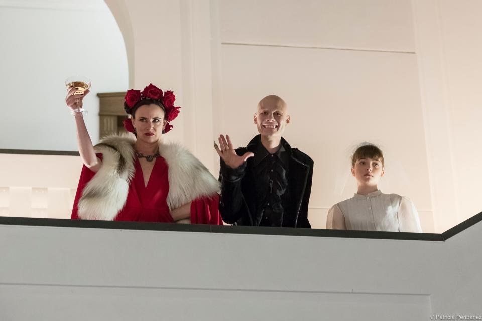 The Countess (Juliette Lewis, from left), her vampire brother (Tomas Lemarquis) and his child bride (Themis Pauwels) get ready for a shindig in "Dreamland."