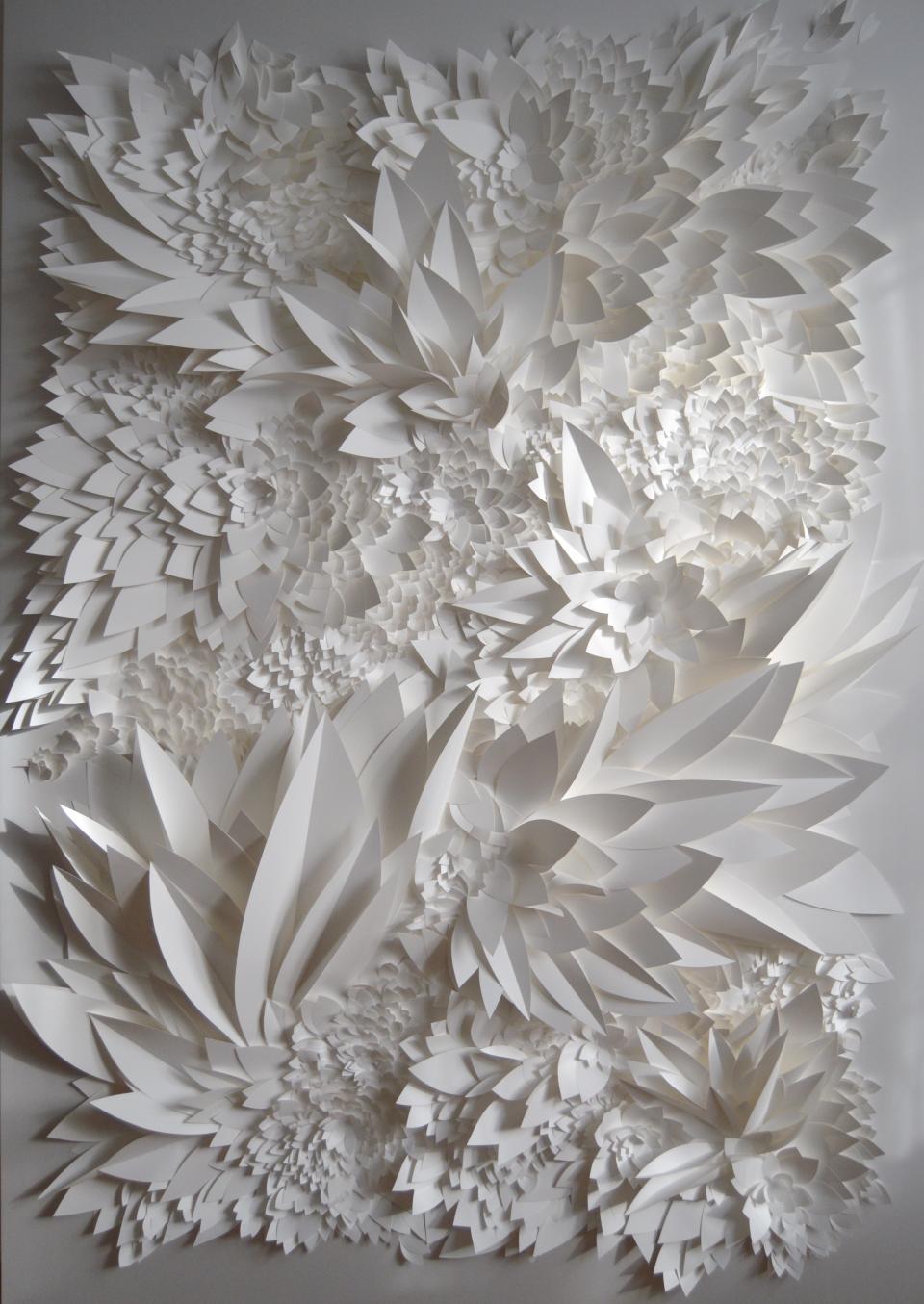 Julia Johnson's "Paradise," a creation of synthetic paper on a wood panel, will be featured by exhibitor Steidel Gallery at the Palm Beach Show, Feb. 15-20 at the Palm Beach County Convention Center.