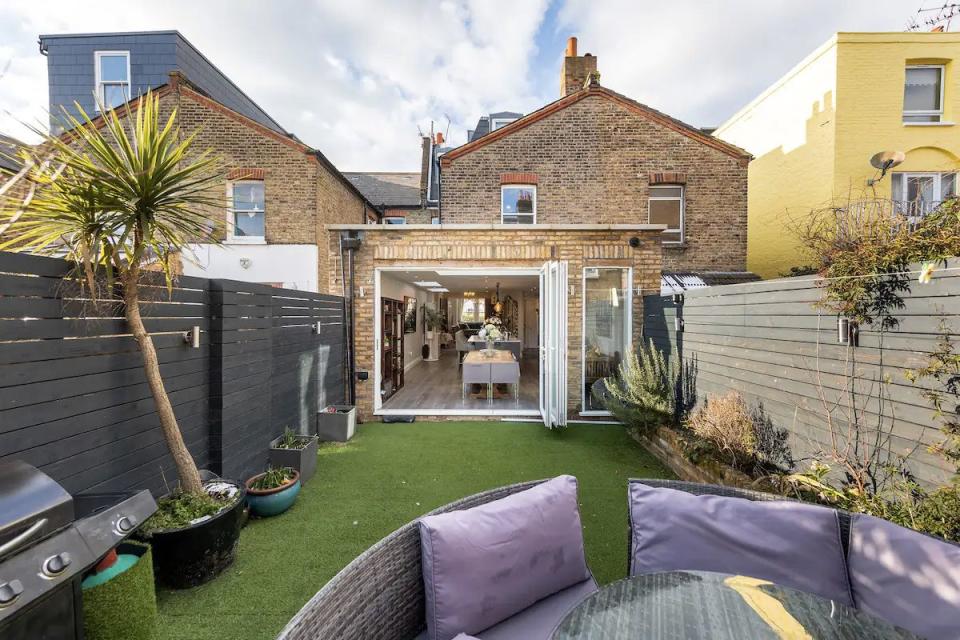 <p>For a stylish London Airbnb dogs will love, check in to this large family-sized property by the River Thames in Putney. There are five bedrooms and ample space for a big group. If it's feasts for the whole gang that you have planned, the dining table can easily seat 12, with extra space if needed. The riverside Victorian home has a garden for the group and the dog to enjoy the outdoor space.</p><p><strong>Sleeps:</strong> 16</p><p><strong>Price per night:</strong> £884</p><p><a class="link " href="https://airbnb.pvxt.net/MmXn93" rel="nofollow noopener" target="_blank" data-ylk="slk:SEE INSIDE;elm:context_link;itc:0;sec:content-canvas">SEE INSIDE</a></p>