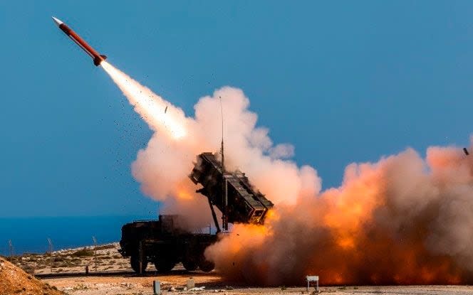 A Patriot missile fired during testing in Greece - U.S. Department of Defense