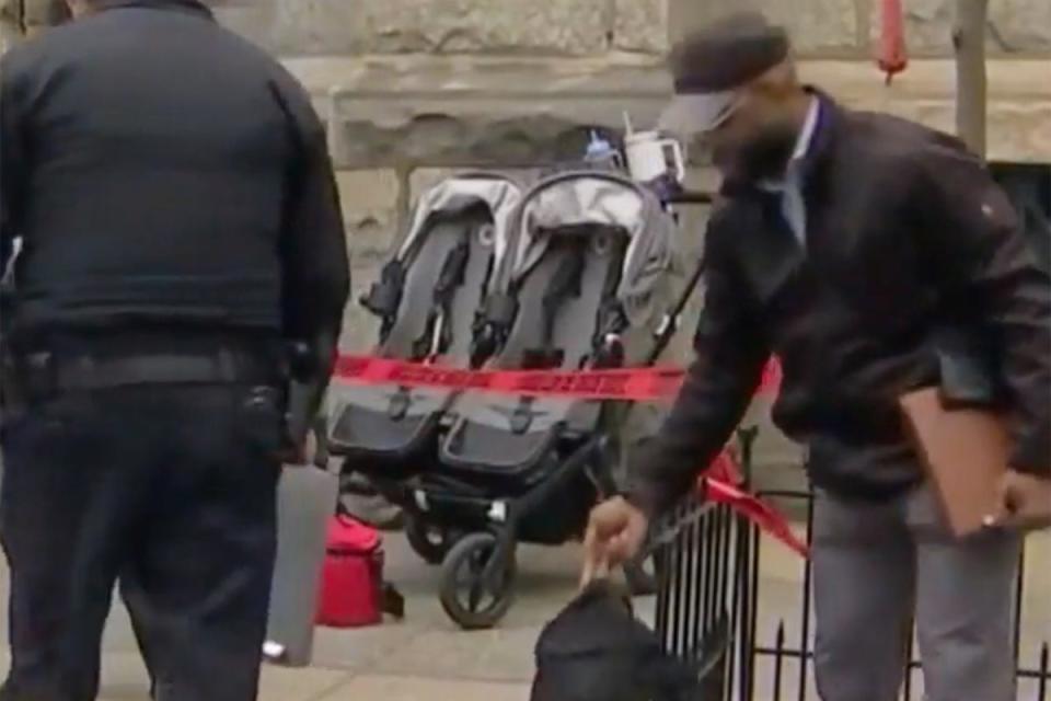 Police cordoned off the stroller at the scene of the attack (WCAU)