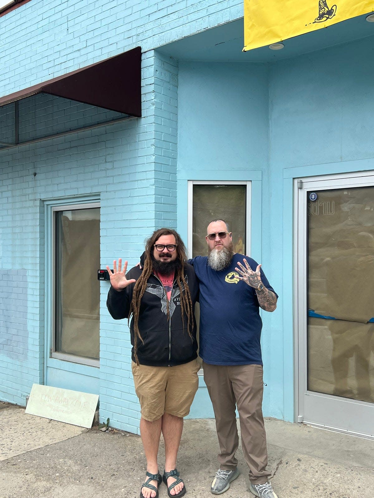Jesse Van Note and Andrew Ross, owners of The Whale, outside their soon-to-open South Slope location.