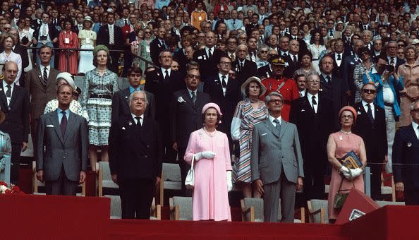 <p>The Queen opens the Montreal Olympics. Her daughter, Princess Anne, would compete in the equestrian events.</p>