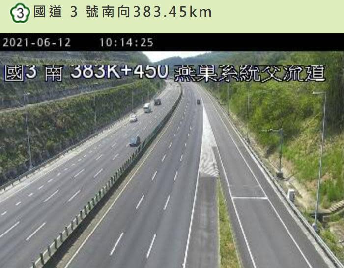 事實上今日多數國道路段相當順暢，少有車流。（翻攝自高公局）