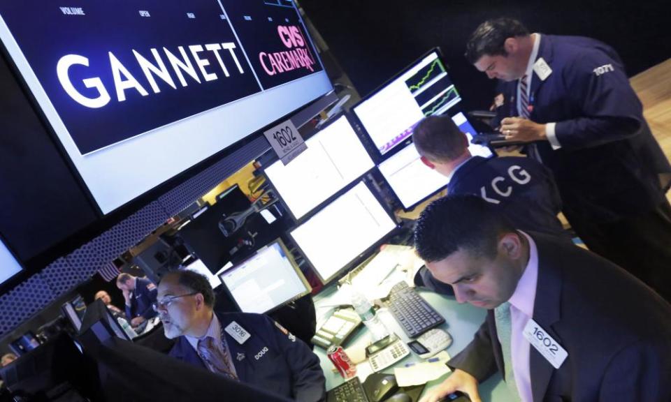 The post that handles America’s largest newspaper company Gannett at the New York Stock Exchange. The company owns Newsquest, which has just shut down its sub-editing hub in Wales.