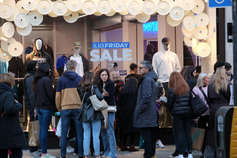 LONDON, UNITED KINGDOM - NOV 25, 2022 -  Black Friday sales in London's West End. (Photo credit should read Matthew Chattle/Future Publishing via Getty Images)