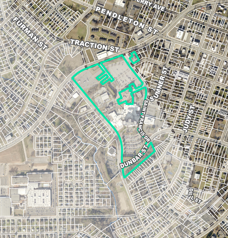 The St. Francis hospital campus is located at 1 St. Francis Drive in Greenville County. The nearly 21-acre campus will be annexed into the city if City Council approves it.