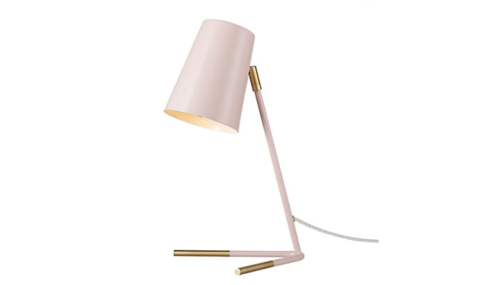 Blush task lamp with brass accents