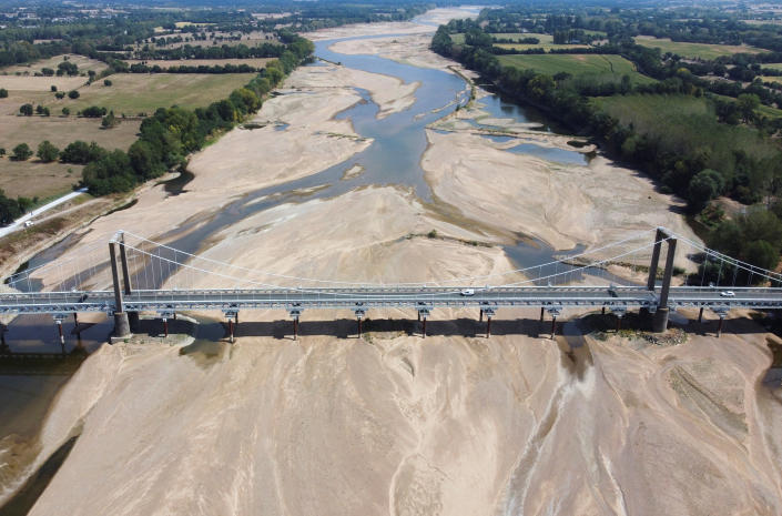 Fiume Loira in condizioni di grave siccità