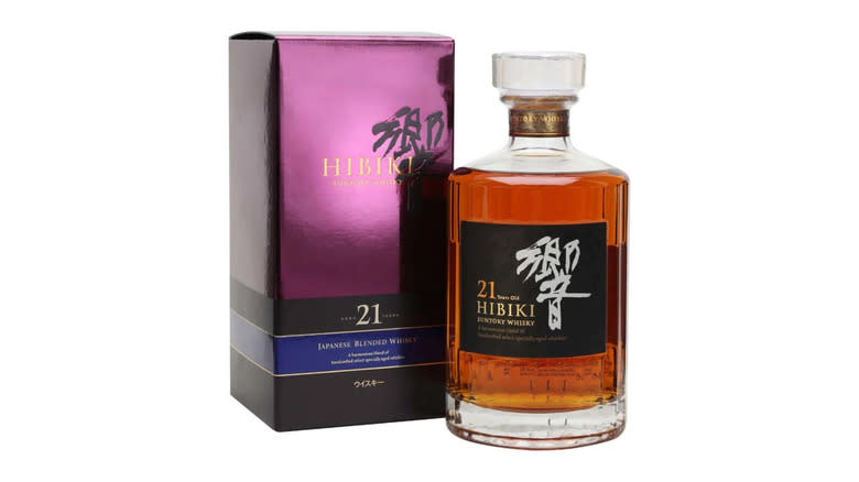 Bottle of richly colored Hibiki 21 Year