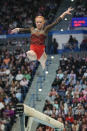 Dulcy Taylor competes on the balance beam during the U.S. Classic gymnastics event Saturday, May 18, 2024, in Hartford, Conn. (AP Photo/Bryan Woolston)