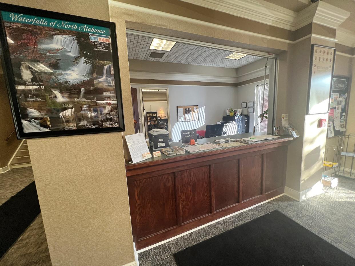 The welcome counter at Greater Gadsden Area Tourism's home in the Downtown Civic Center is pictured.
