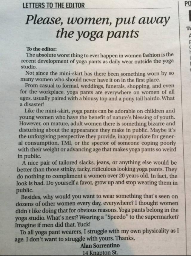 Wearing yoga pants in public