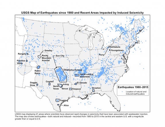 Each blue dot represents an earthquake that was 2.5 magnitude or higher since 1980.