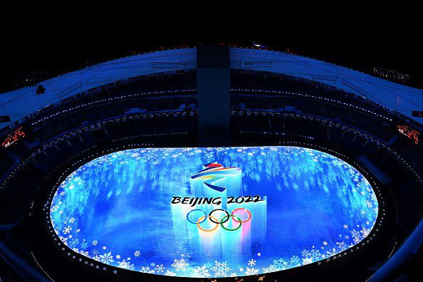 An overview of the National Stadium, known as the Bird's Nest, ahead of the opening ceremony of the Beijing 2022 Winter Olympic Games in Beijing, on February 4, 2022.
