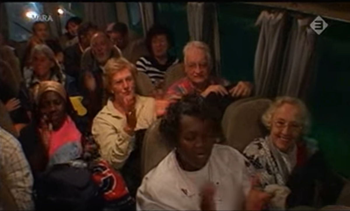 A group from the Netherlands arriving in Nigeria to become members of SCOAN in 2001 (Screengrab)