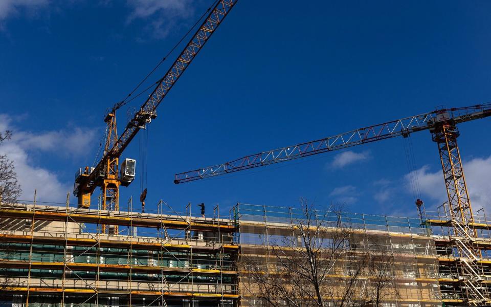 The construction site of an office building in the Kreuzberg district in Berlin, Germany