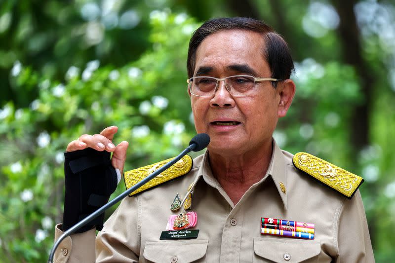 Thailand’s Prime Minister Prayuth Chan-ocha speaks at the Government House in Bangkok