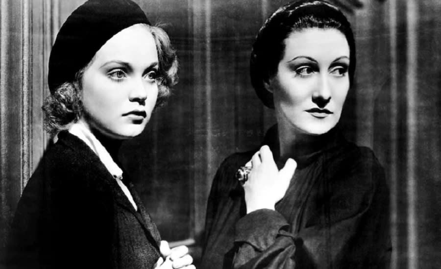 Gloria Holden (R) evokes remorseful vampirism for the first time on screen in 1936's Dracula's Daughter.