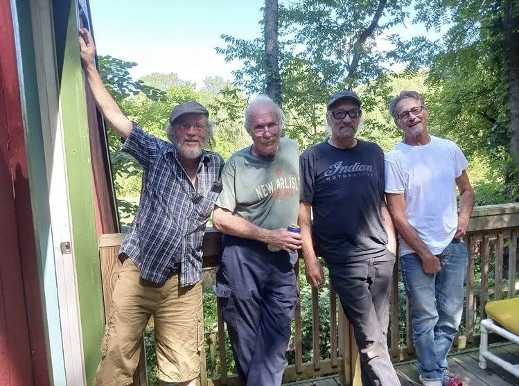 The Last Bohemians — Patrick Bickel, left, on bass and vocals; Jack Daly, guitar and vocals; Tommy Gravenor, guitar and vocals; and Rene Pynart, percussion, harmonica and vocals — perform at 1 p.m. July 29, 2023, as part of New Carlisle's Hometown Days festival, which takes place July 28-30 at Memorial Park in New Carlisle.