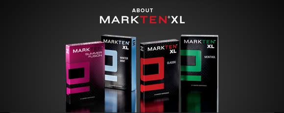 Four MarkTen XL packs, each a different color, on a dark-colored surface.