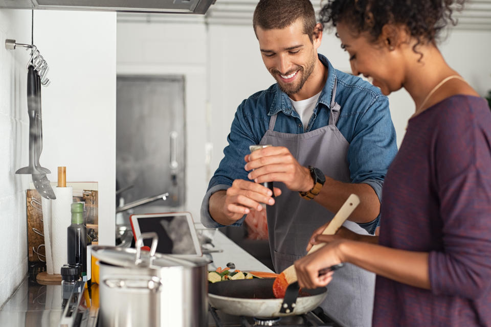 By cooking with pepper, herbs and spices, you can make tasty meals without added salt (posed by models, Getty)