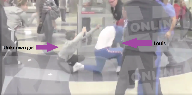 Louis falls to the floor again, this time with the girl who attacked Eleanor [RADAR ONLINE]