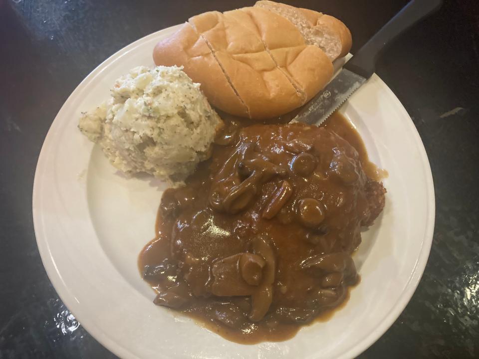 The daily special is both filling a great deal at $5.99 at A Touch of Germany. The dish comes with a choice of four schnitzels and sauce, potato salad and a bread.