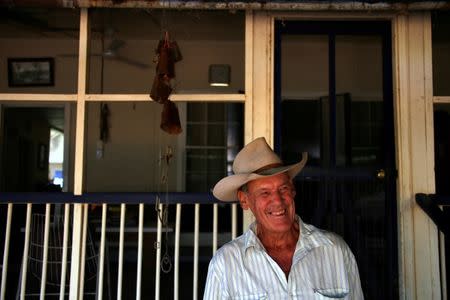 Farmer Dick Smith, stands on the verandah of his home, located near the outback town of Stonehenge, in Queensland, Australia, August 12, 2017. REUTERS/David Gray