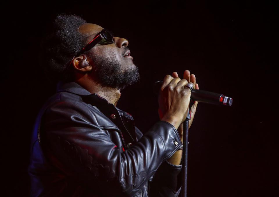 Leon Bridges performs in the Palomino tent during Stagecoach country music festival in Indio, Calif., Saturday, April 27, 2024.