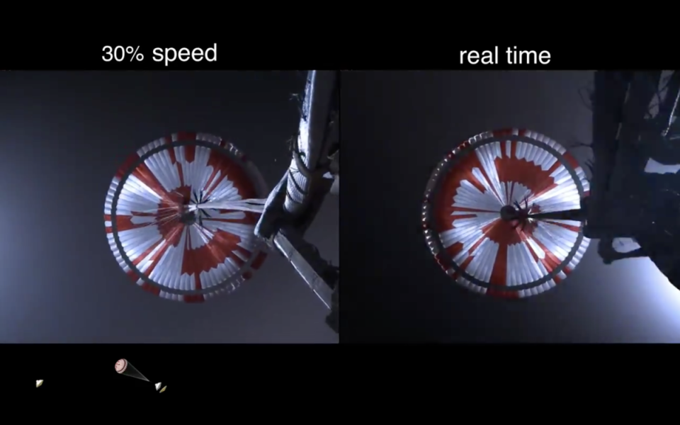 毅力號登陸過程影像紀錄。（翻攝自@NASAPersevere推特）
