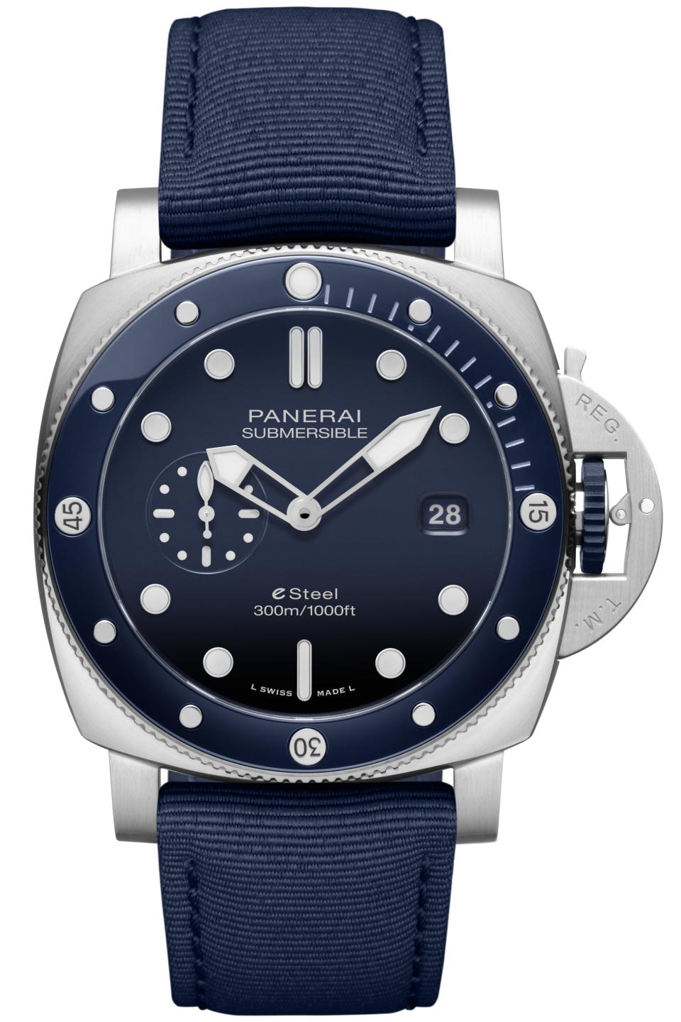 Panerai’s Submersible QuarantaQuattro eSteel watch. - Credit: Courtesy Image