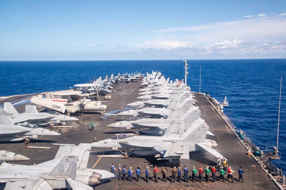 USS Harry S. Truman aircraft carrier sailors replenishment