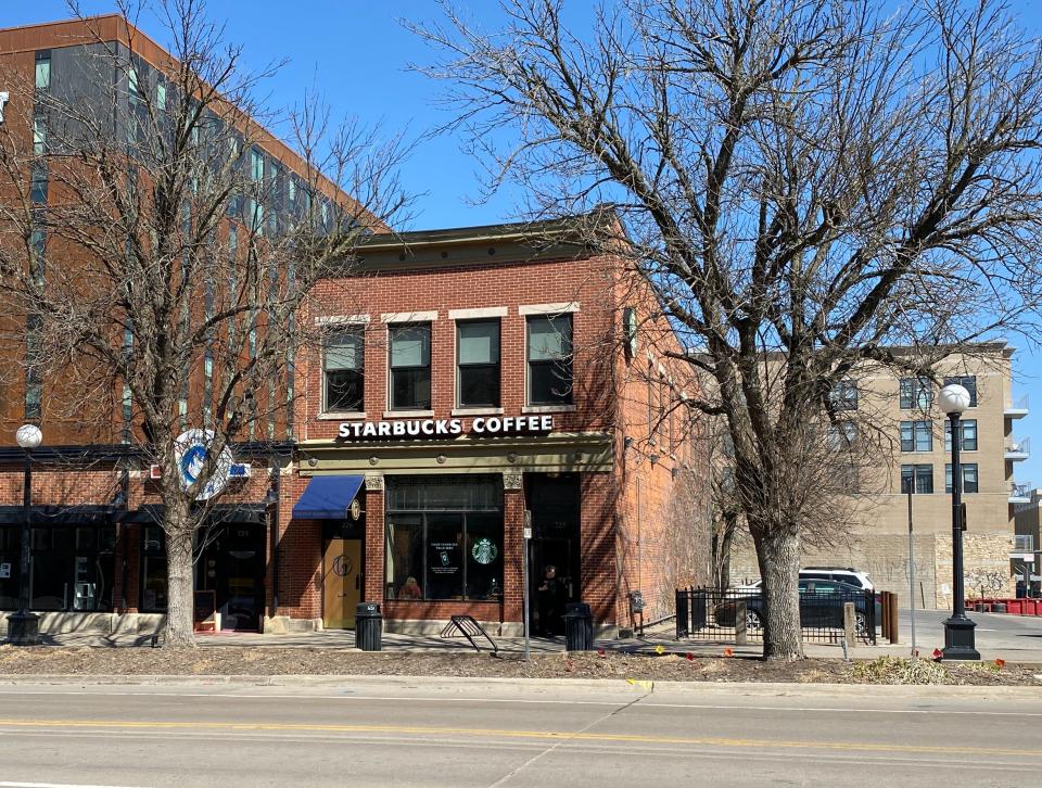 The Starbucks store at 228 S. Clinton Street in Iowa City, where workers are seeking to hold the first Starbucks union election in Iowa.