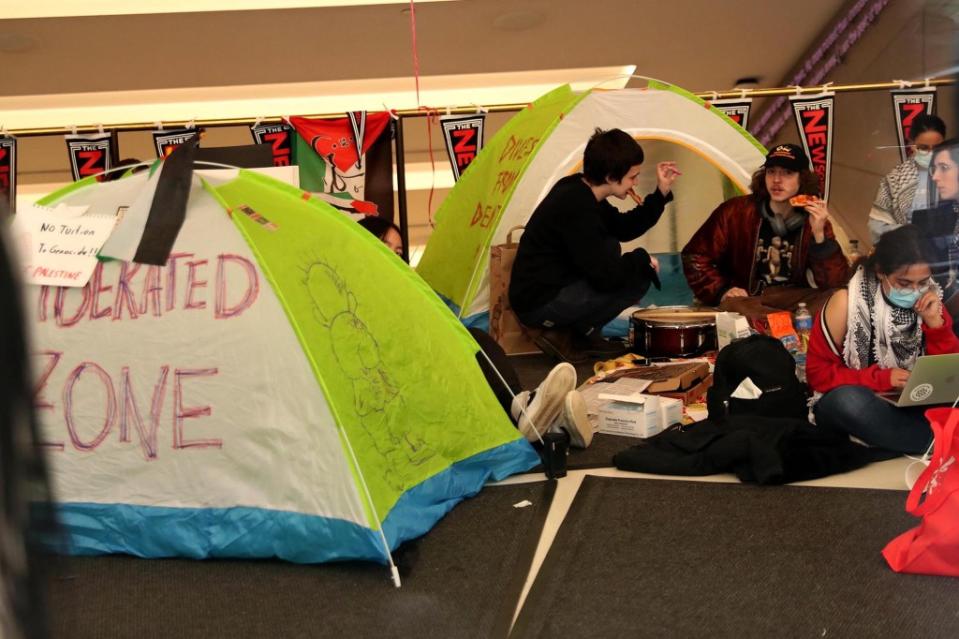 The New School student protesters are demanding that the school begin “refusing collaboration” with the NYPD, protect anti-Israel professors and “enact an academic boycott of the genocidal Zionist apartheid state.” G.N.Miller/NYPost