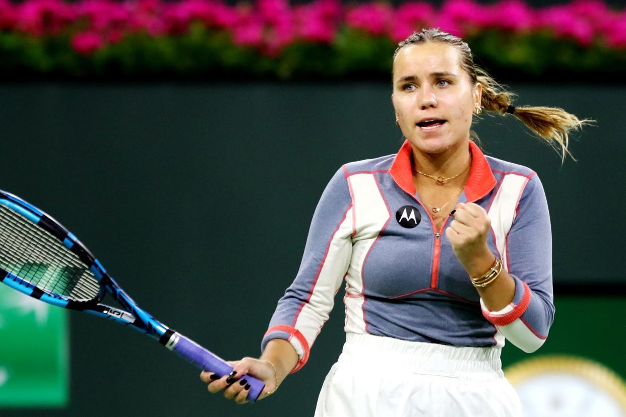 Sofia Kenin defeated Sloane Stephens during the BNP Paribas Open at the Indian Wells Tennis Garden in Indian Wells, Calif., on March 9, 2023. 